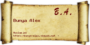 Bunya Alex névjegykártya